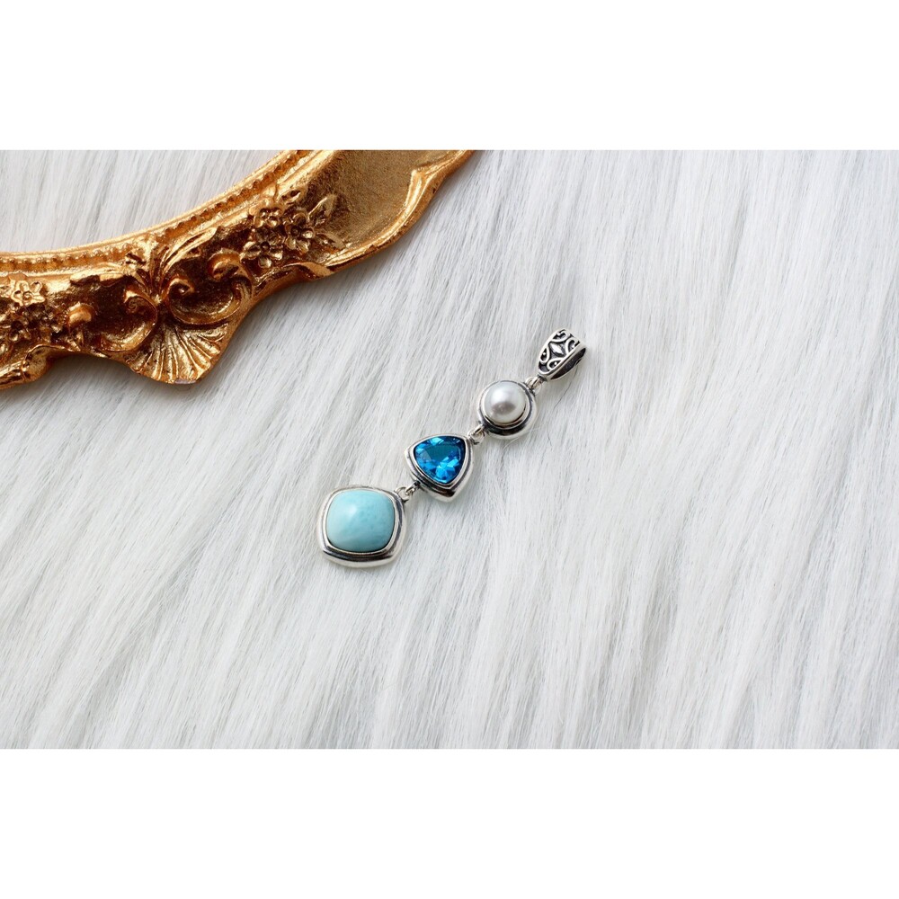 Larimar Gemstone Necklace Jewelry | Sterling Silver Gemstone Necklace | Blue Lar